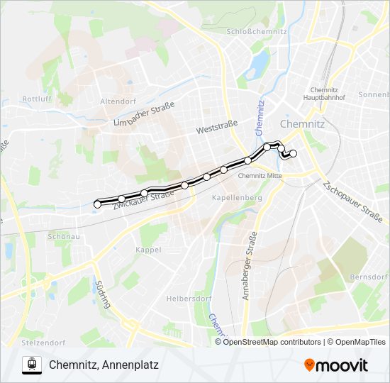 Трамвай T1: карта маршрута