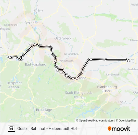 Автобус RE21: карта маршрута