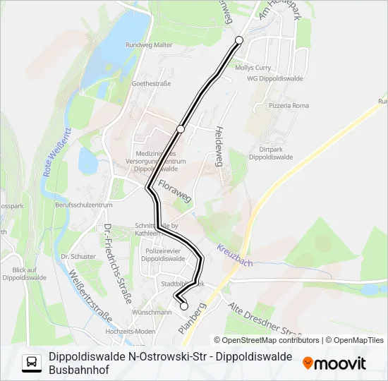 382 Bus Line Map
