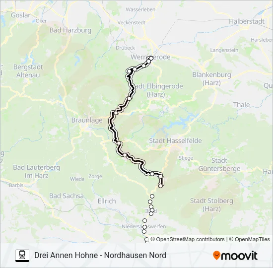 Bahnlinie HSB Karte