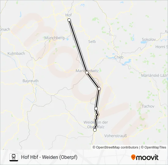 Поезд RE2: карта маршрута