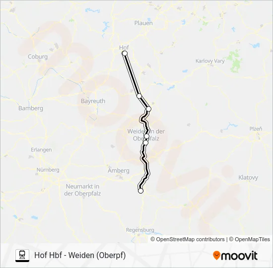 Поезд RE2: карта маршрута