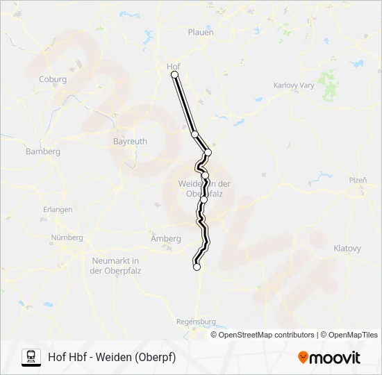 Поезд RE2: карта маршрута