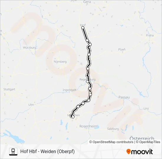Поезд RE2: карта маршрута