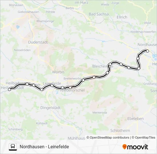 Автобус RB57: карта маршрута