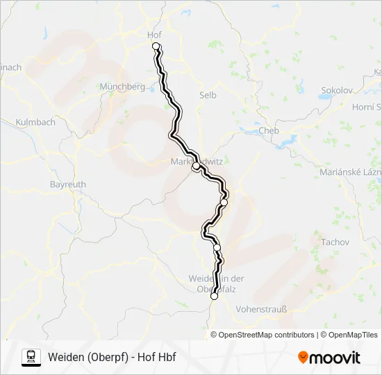 Поезд RE2: карта маршрута