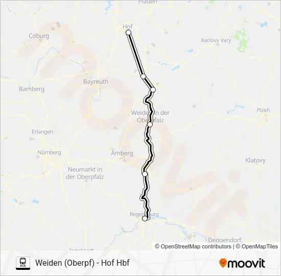 Поезд RE2: карта маршрута