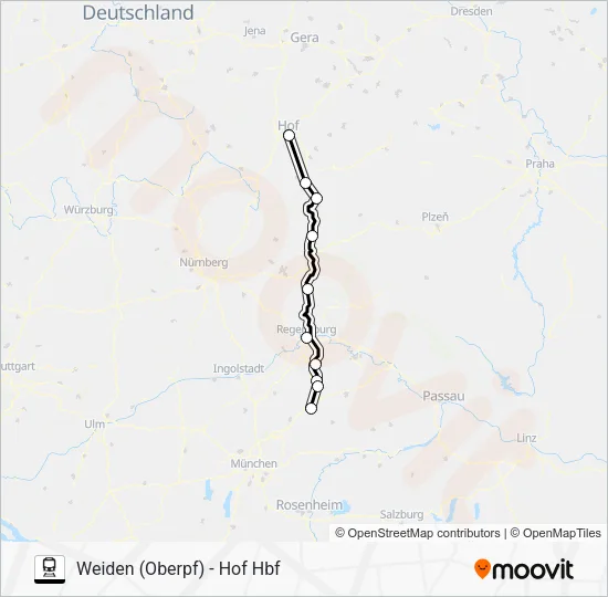 Поезд RE2: карта маршрута