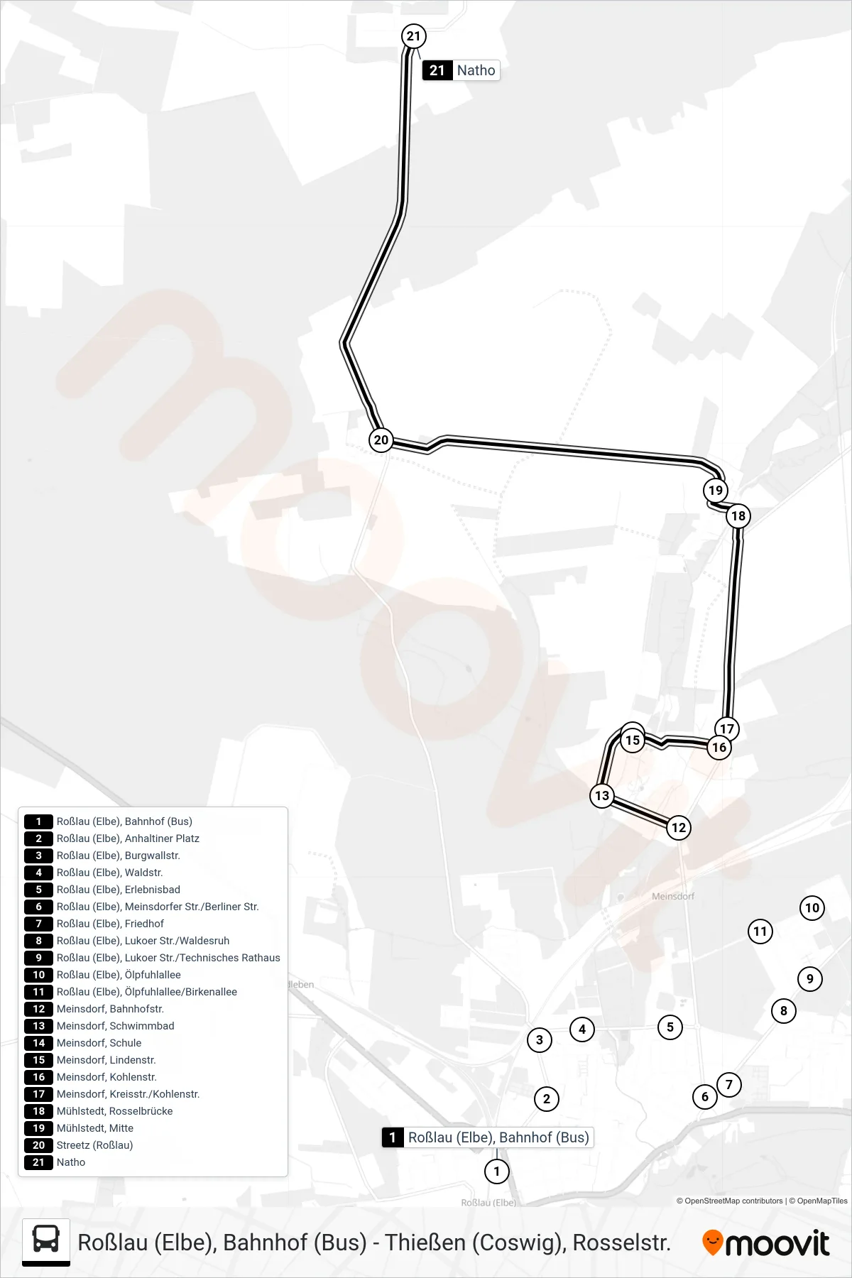 Linie 22 (Bus) Richtung Natho: Route und Haltestellen auf der Karte