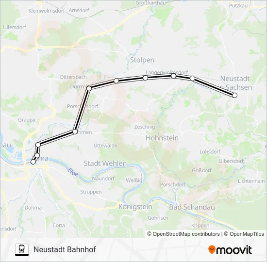 Поезд RB71: карта маршрута