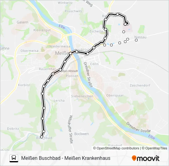 Автобус C (MEIßEN): карта маршрута