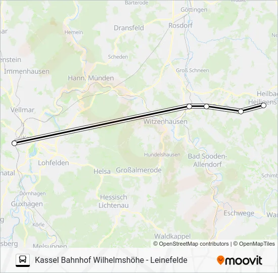 Автобус RE2: карта маршрута