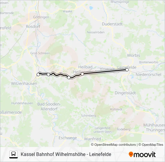 Автобус RE2: карта маршрута