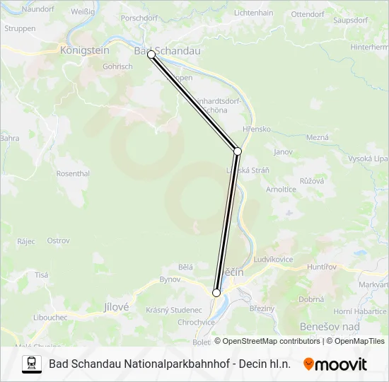 Поезд OS: карта маршрута