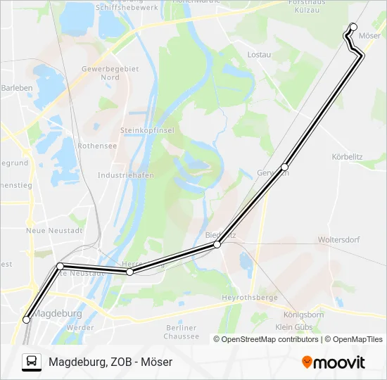 Автобус RE1: карта маршрута