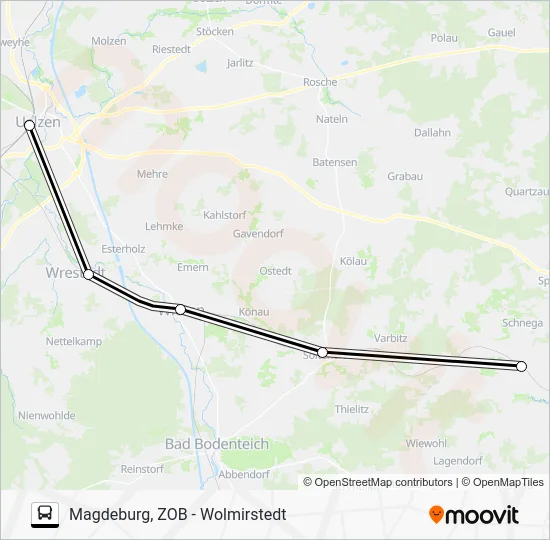 Автобус RE 20: карта маршрута