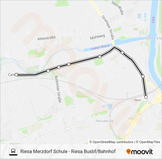 Автобус C (RIESA): карта маршрута
