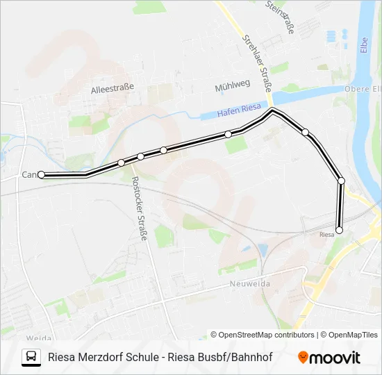 Автобус C (RIESA): карта маршрута