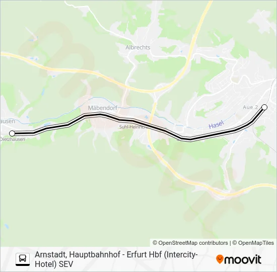 Автобус SEV: карта маршрута