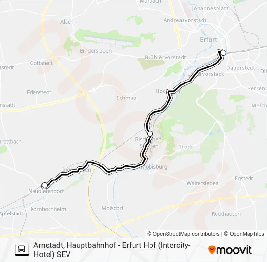 Автобус SEV: карта маршрута