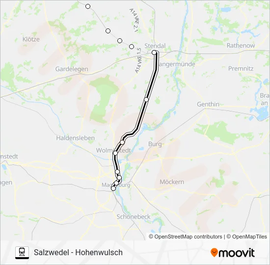 Поезд RE20: карта маршрута