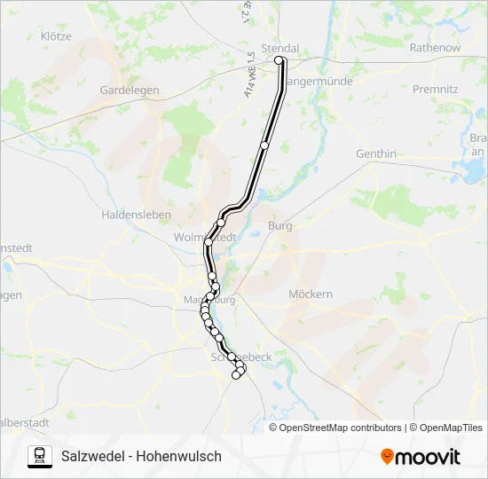 Поезд RE20: карта маршрута