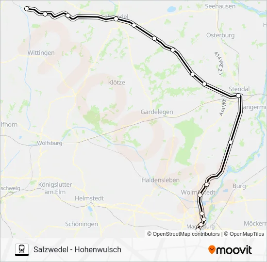 Поезд RE20: карта маршрута