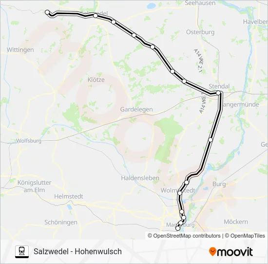 Поезд RE20: карта маршрута