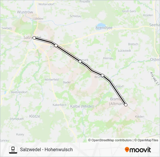 Поезд RE20: карта маршрута