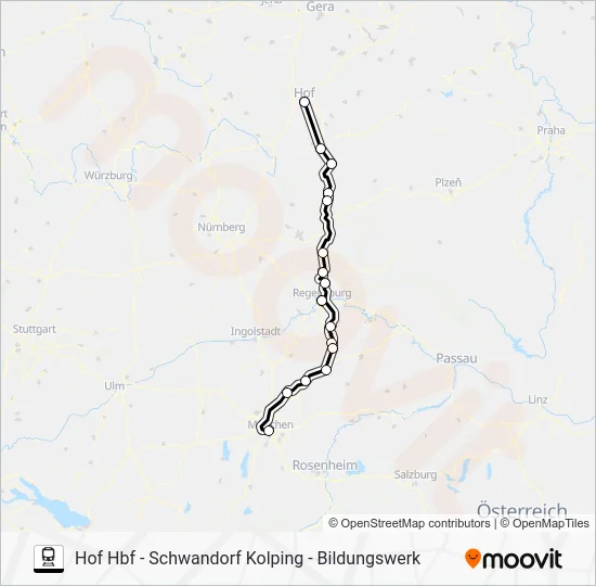 Поезд RE2: карта маршрута