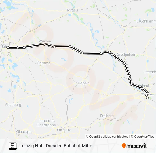 Поезд RE50: карта маршрута