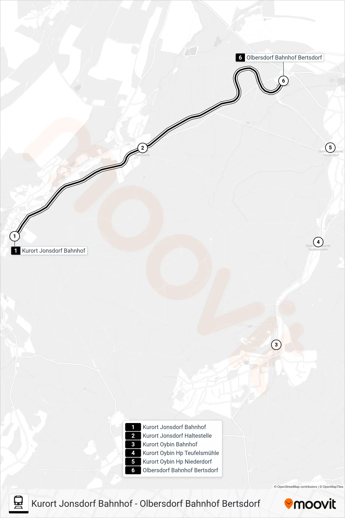 Linie DRB (Bahn) Richtung Olbersdorf Bahnhof Bertsdorf: Route und Haltestellen auf der Karte