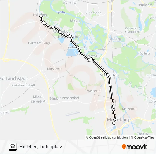 326 Route: Fahrpläne, Haltestellen & Karten - Holleben, Lutherplatz ...