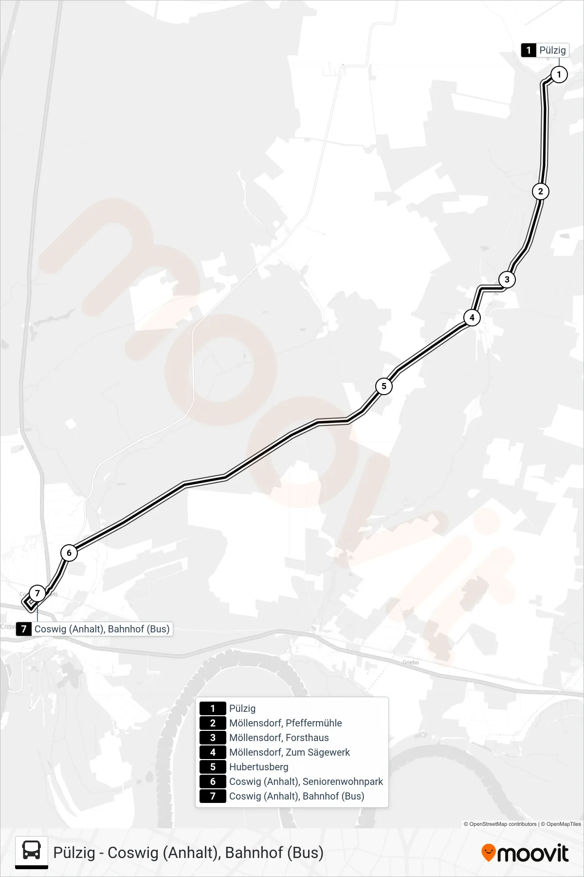 Linie 354 (Bus) Richtung Coswig Bf: Route und Haltestellen auf der Karte