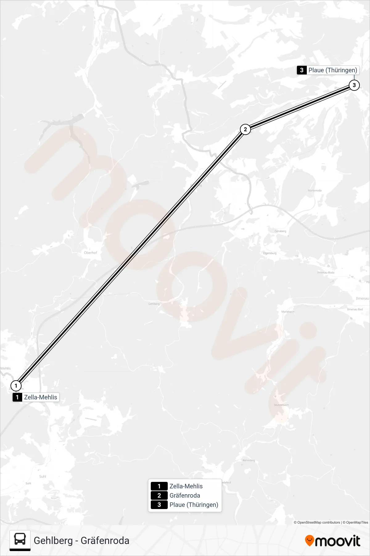 RB44 bus Line (Plaue (Thüringen)) route and stops on a map
