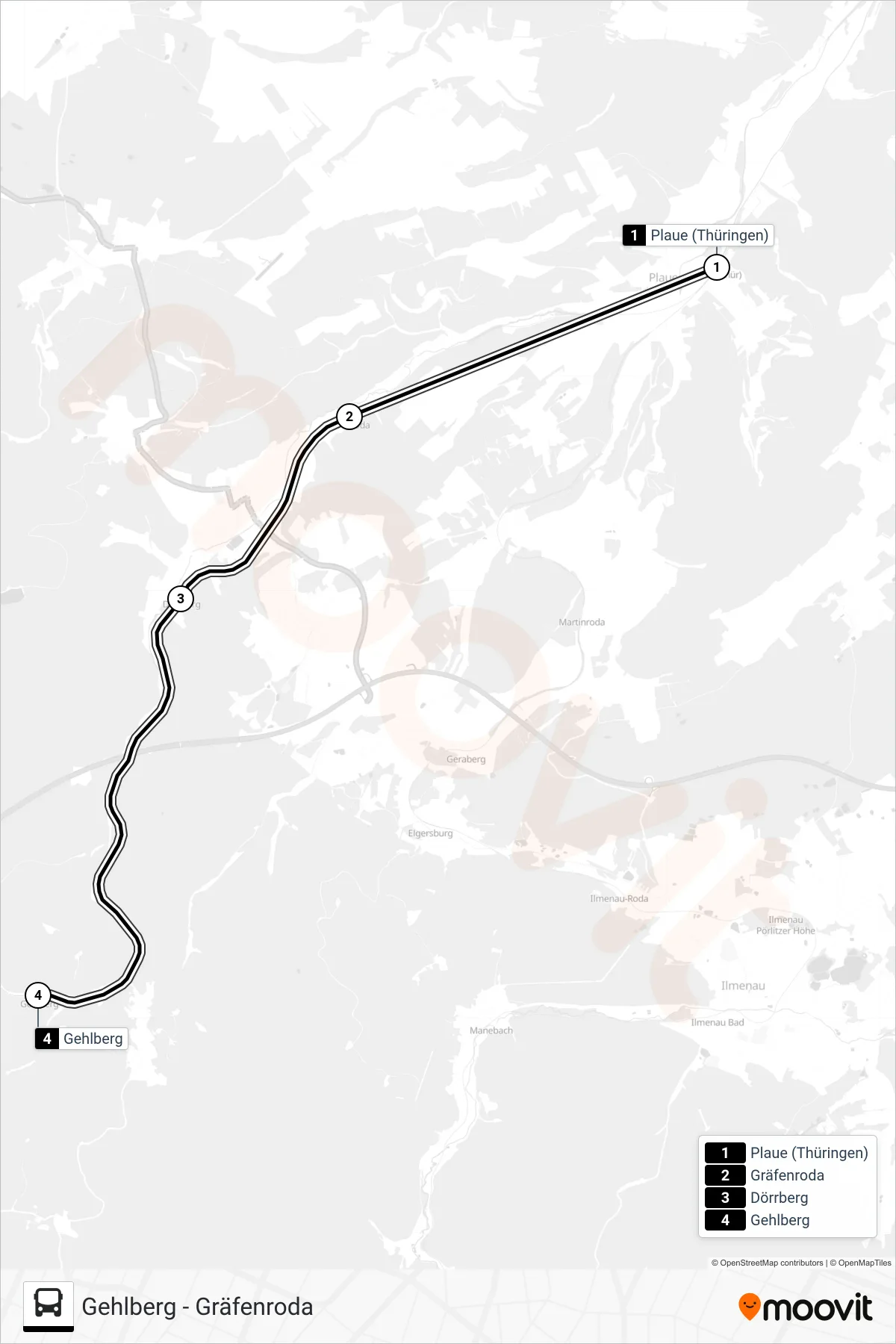 RB44 bus Line (Gehlberg) route and stops on a map