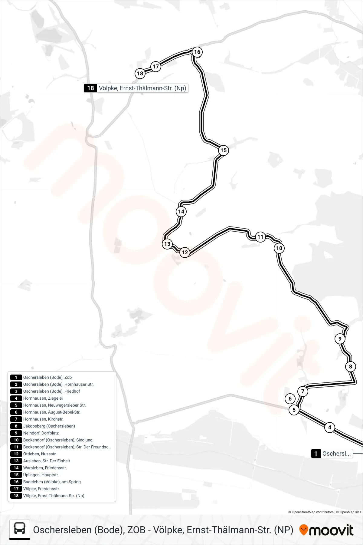 655 bus Line (Völpke Ü. Hornhausen) route and stops on a map
