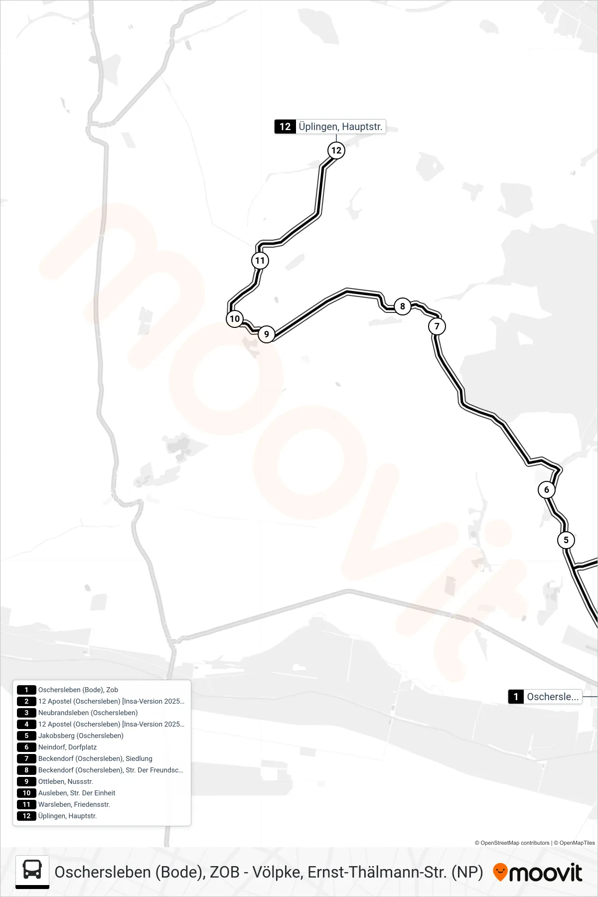655 bus Line (Beckendorf Ü. Neindorf) route and stops on a map