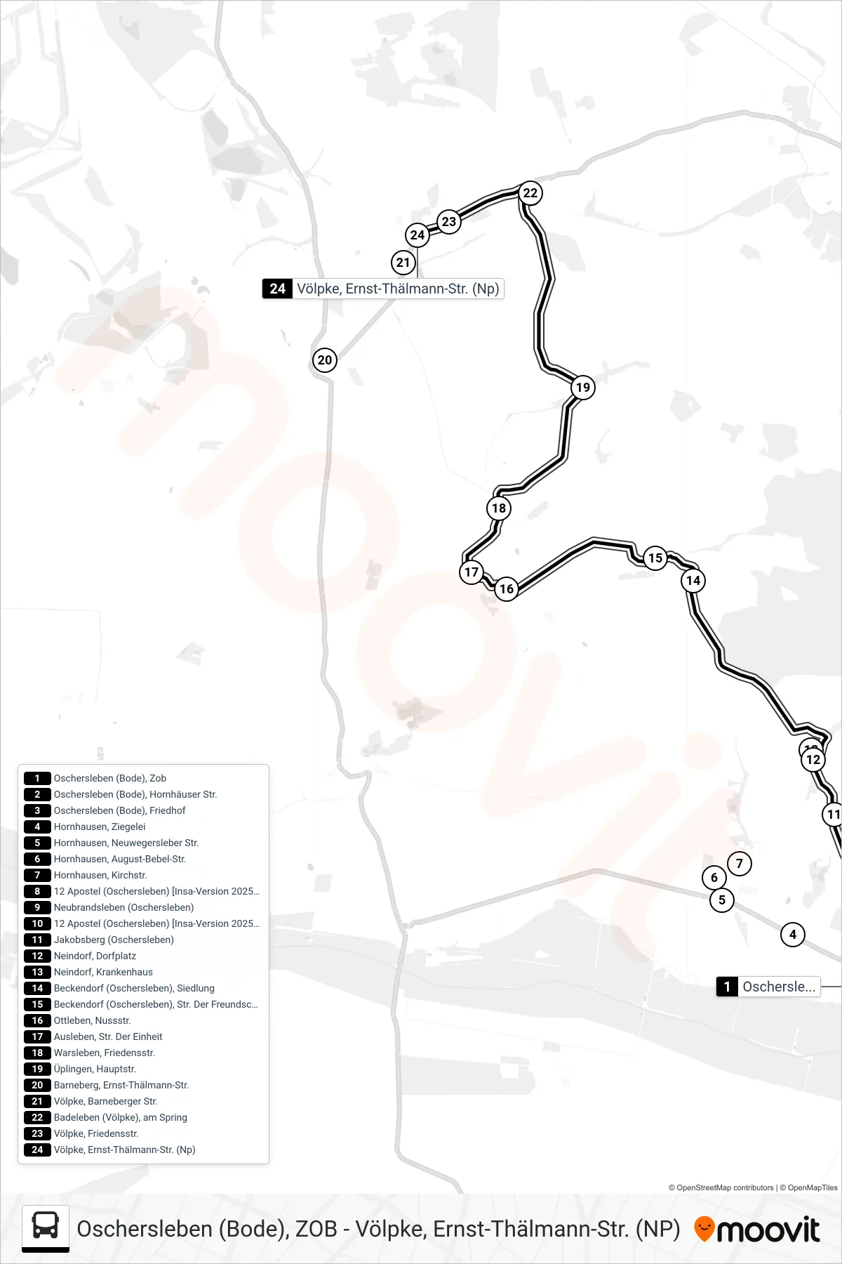 655 bus Line (Völpke Ü. Neindorf) route and stops on a map