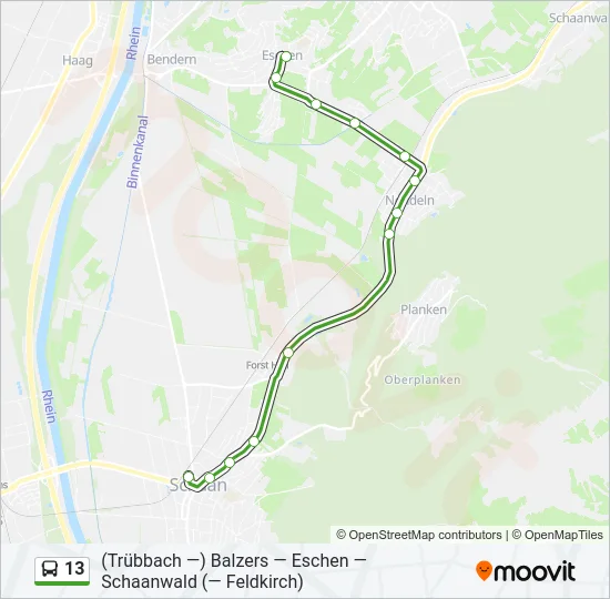 13 Bus Line Map