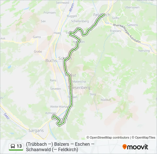 13 Bus Line Map