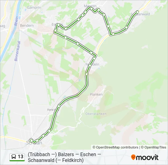 13 Bus Line Map