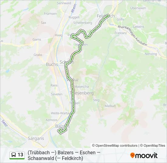 13 Bus Line Map