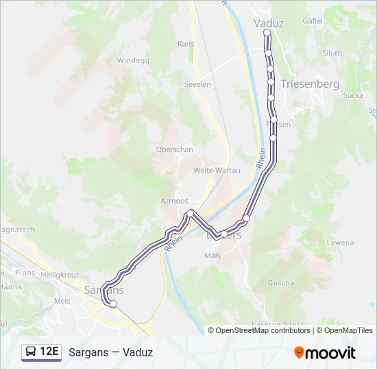 12E Bus Line Map
