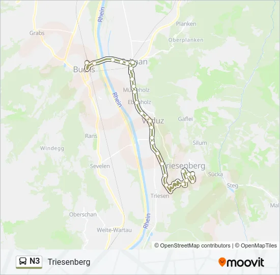N3 Bus Line Map