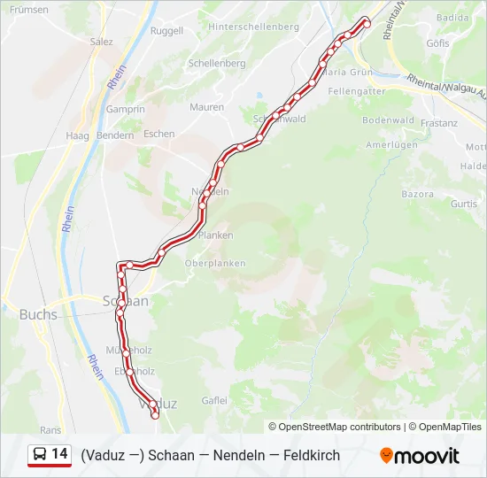 14 Bus Line Map