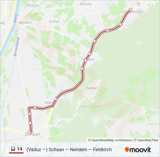 14 Bus Line Map