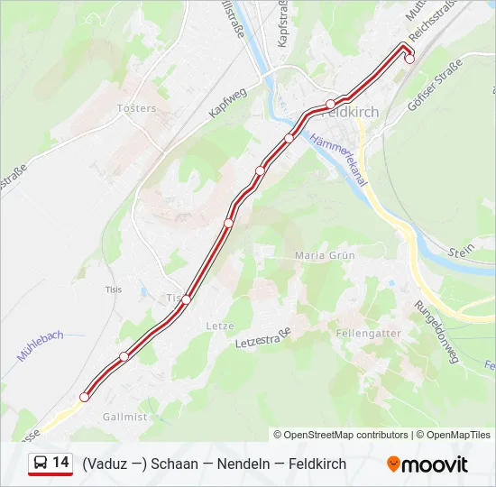 14 Bus Line Map