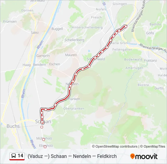 14 Bus Line Map