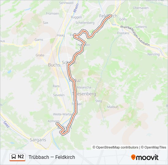 N2 Bus Line Map